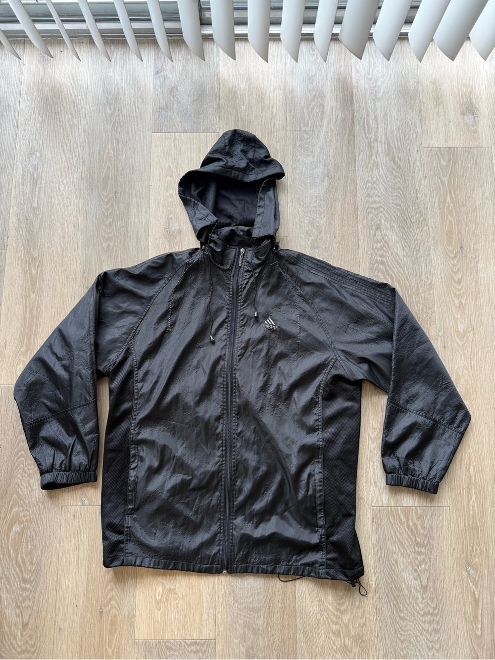 adidas Black Hooded Windbreaker Jacket